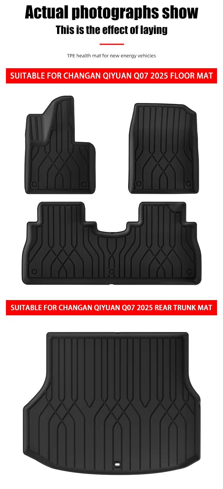 Changan Qiyuan Q07 2025 TPE Car Floor Mat/Rear Trunk Mat