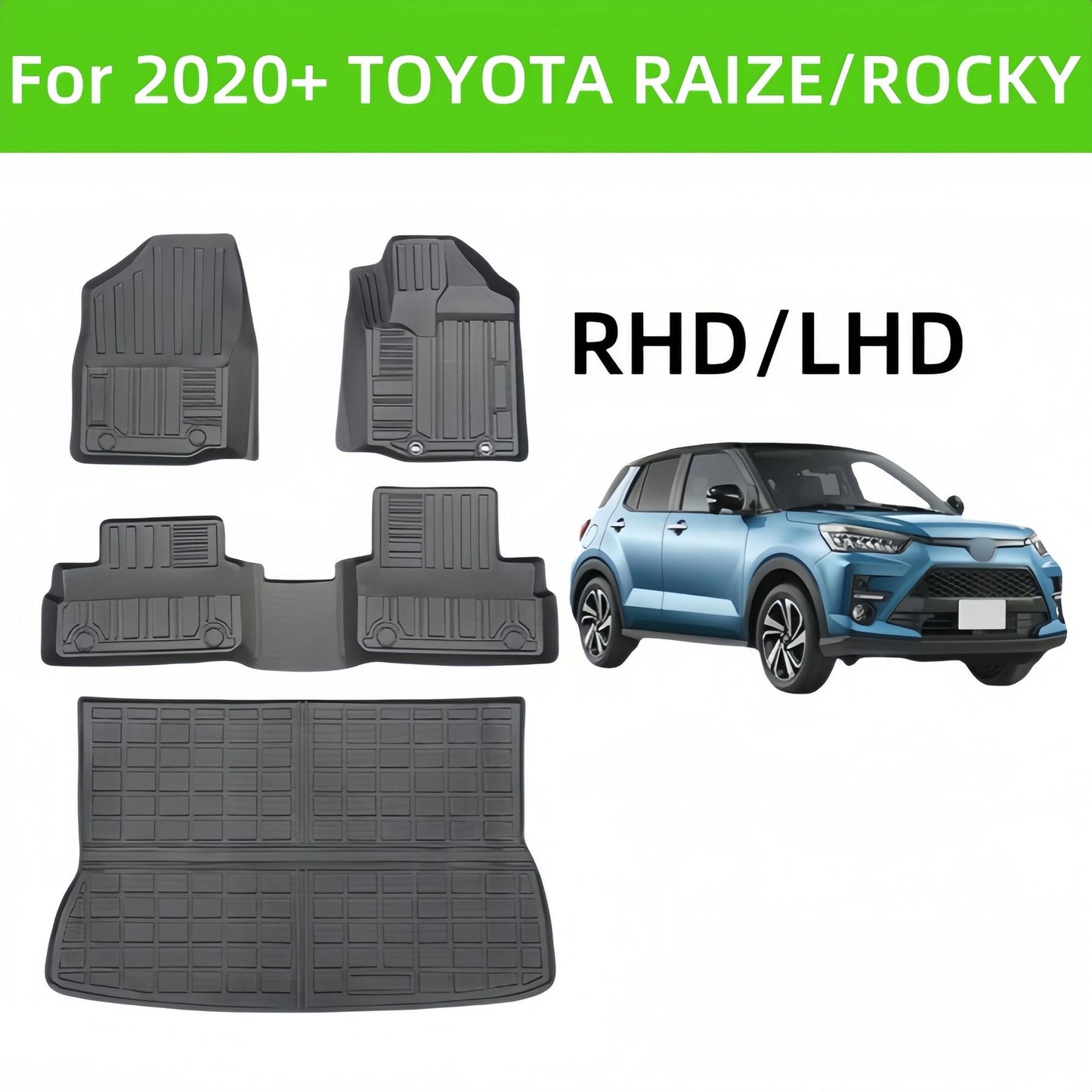 For 2020 Toyota RAIZE/ ROCKY LHD RHD TPE Car Floor Mat/Rear Trunk Mat