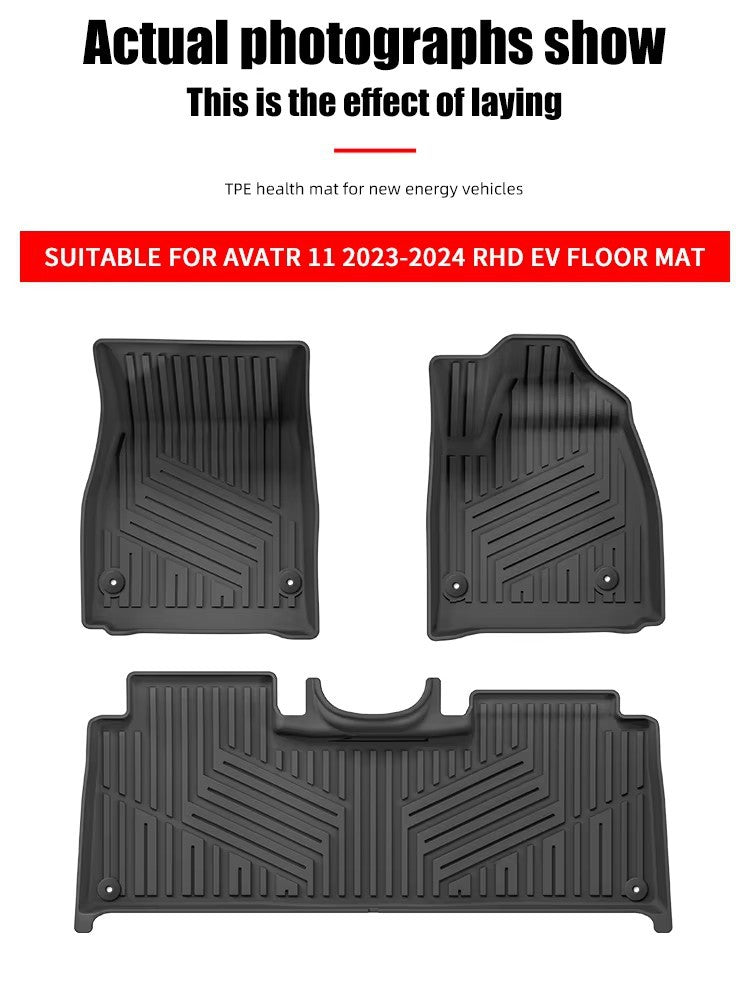 For 2023-2024 AVATR 11 RHD EV TPE Car Floor Mat/Rear Trunk Mat