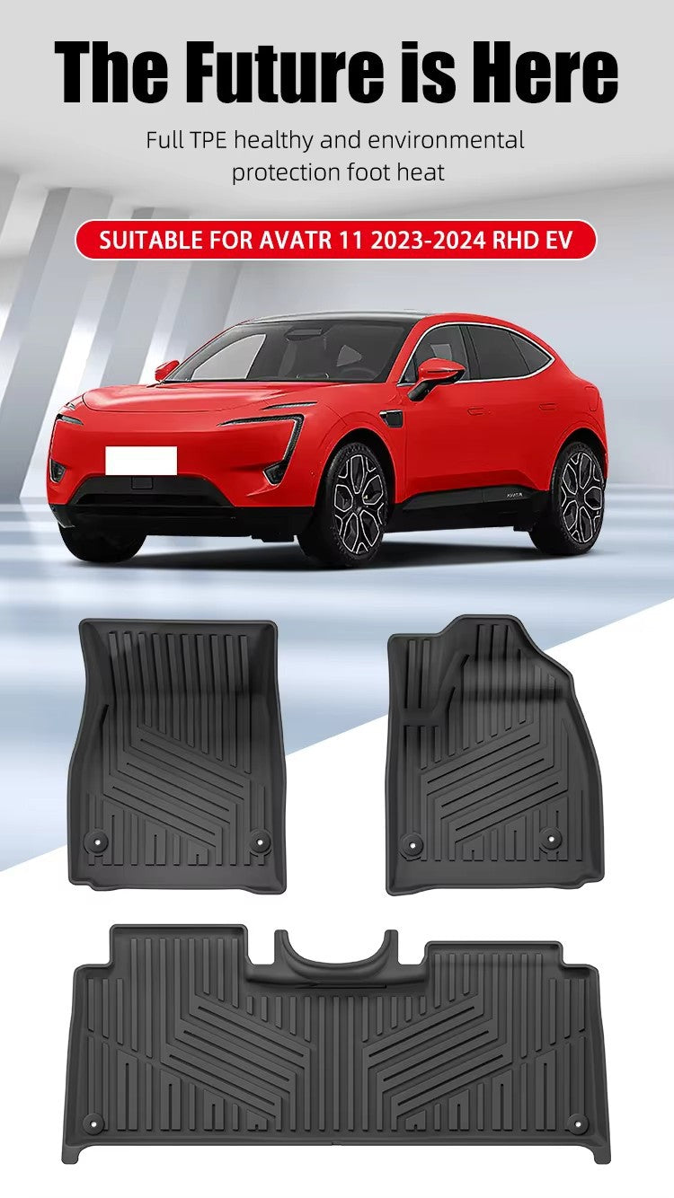 For 2023-2024 AVATR 11 RHD EV TPE Car Floor Mat/Rear Trunk Mat