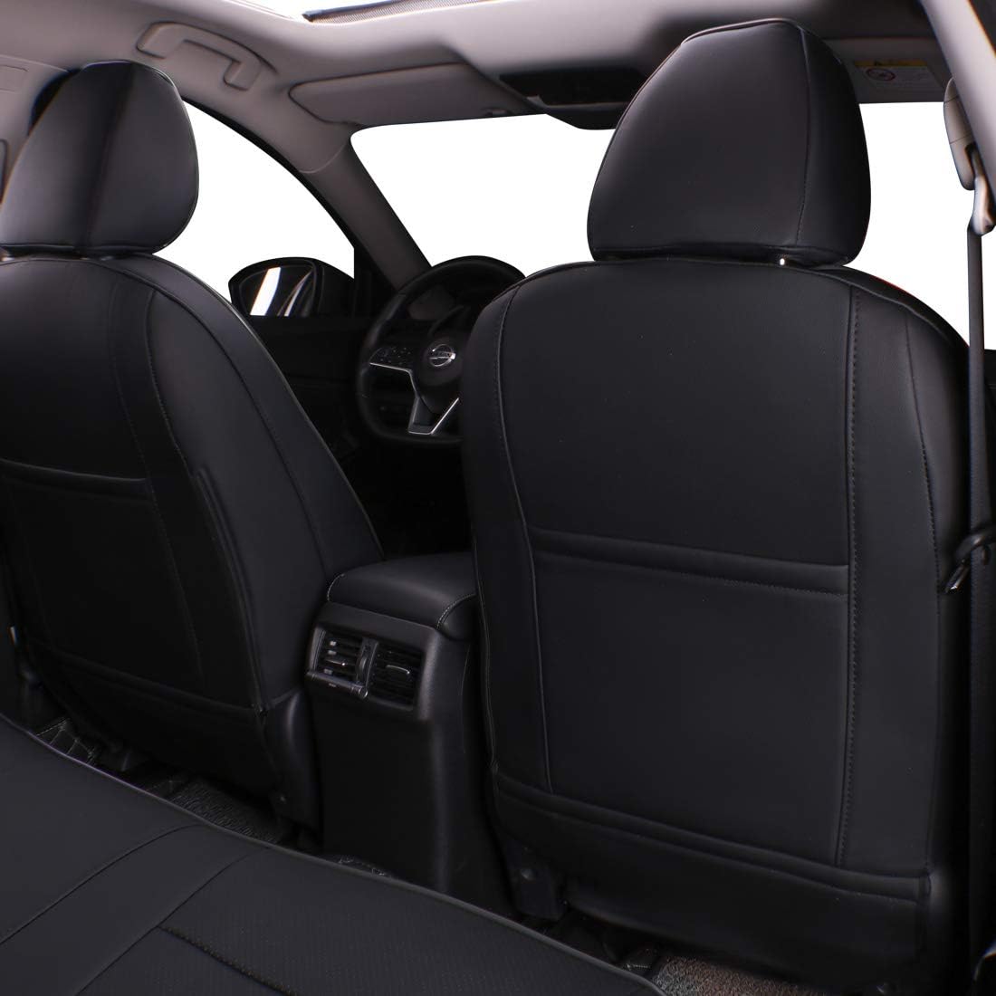 Custom Fit Altima Car Seat Covers for Select Nissan Altima SV,S,SR 2013-2018 SL (Rear Row with Non Removable Headrest) -Full Set, Leather (Black)