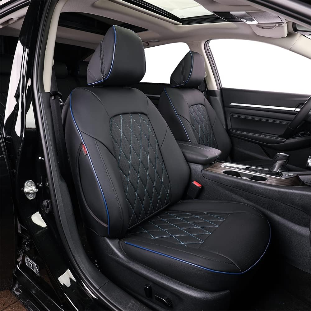 Custom Fit Sentra Car Seat Covers for Select Nissan Sentra SV,SR,S 2013- 2019 - Full Set, Leatherette (Black)