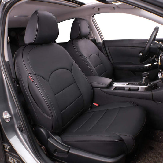 Custom Fit Sentra Car Seat Covers for Select Nissan Sentra SV,SR,S 2013- 2019 - Full Set, Leatherette (Black)