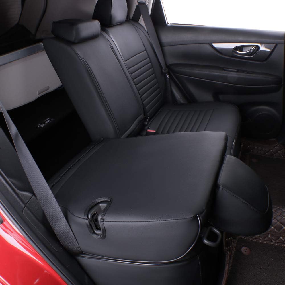 Custom Fit Rogue Car Seat Covers for Select Nissan Rogue Regular (Not for Sport) 2021 -2025- Leatherette (Black)