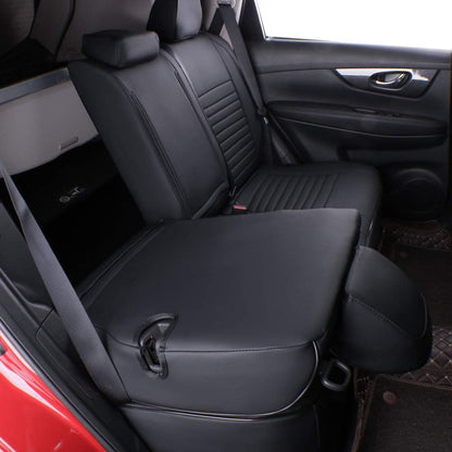Custom Fit Rogue Car Seat Covers for Select Nissan Rogue Regular (Not for Sport) 2021 -2025- Leatherette (Black)
