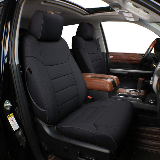 Custom Sierra Car Seat Covers for Select 2019 2020 2021 -2025 Silverado 1500/GMC Sierra 1500 & 2500 HD 3500 Full Set - Leather(Black)