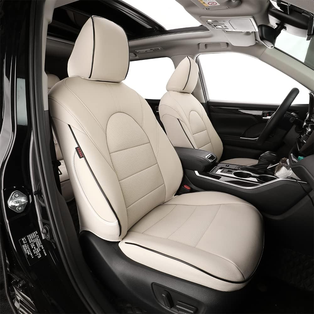 Custom Fit Car Seat Covers for Select GMC Yukon SLE,SLT,AT4 2015-2023 - Leatherette (Beige)