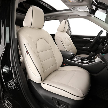 Custom Fit Car Seat Covers for Select GMC Yukon SLE,SLT,AT4 2015-2023 - Leatherette (Beige)