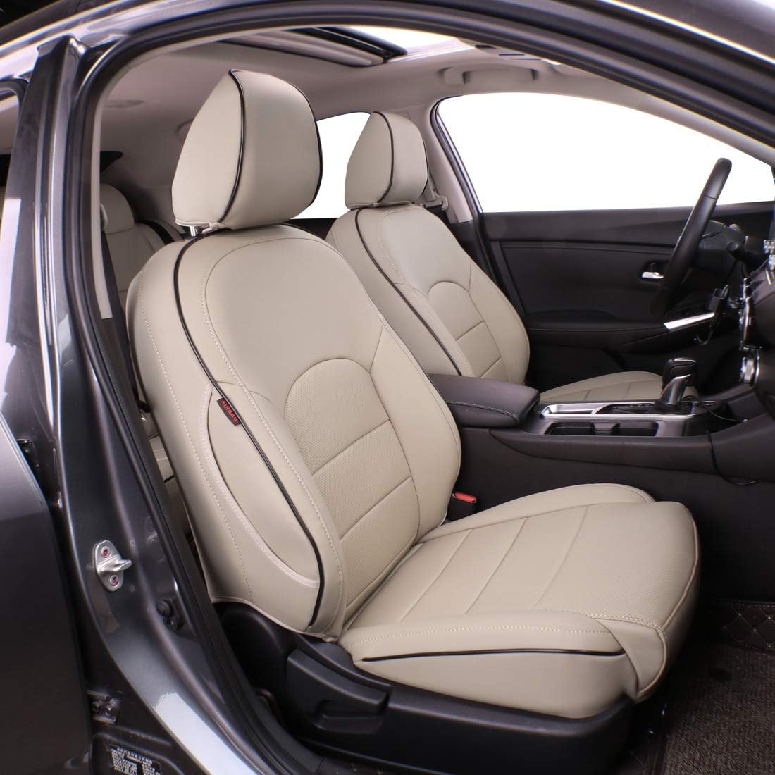 Custom Fit Sentra Car Seat Covers for Select Nissan Sentra SV,SR,S 2013- 2019 - Full Set, Leatherette (Black)
