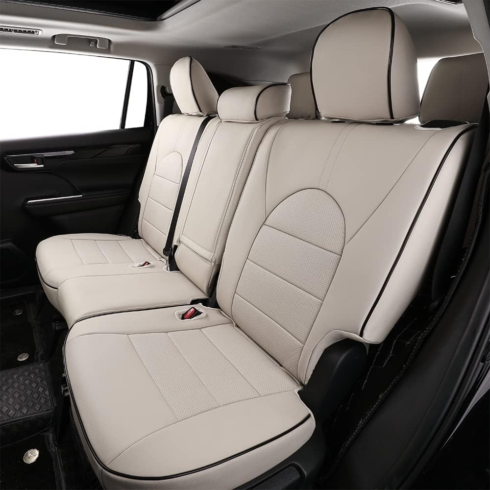 Custom Fit Car Seat Covers for Select GMC Yukon SLE,SLT,AT4 2015-2023 - Leatherette (Beige)