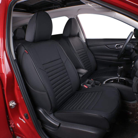 Custom Fit Rogue Car Seat Covers for Select Nissan Rogue Regular (Not for Sport) 2021 -2025- Leatherette (Black)