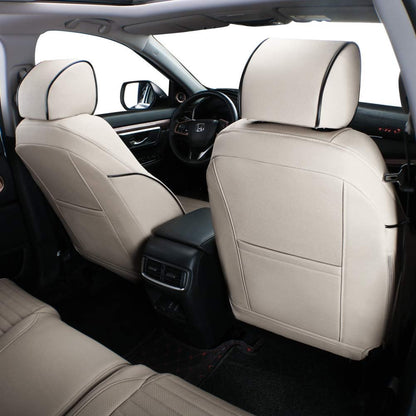 Custom Fit Full Set Car Seat Covers for Select Honda CRV 2017 -2022 - Leatherette (Beige)