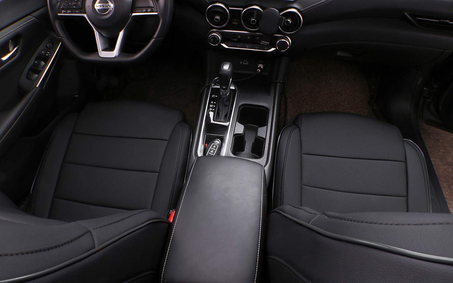 Custom Fit Altima Car Seat Covers for Select Nissan Altima SV,S,SR 2013-2018 SL (Rear Row with Non Removable Headrest) -Full Set, Leather (Black)