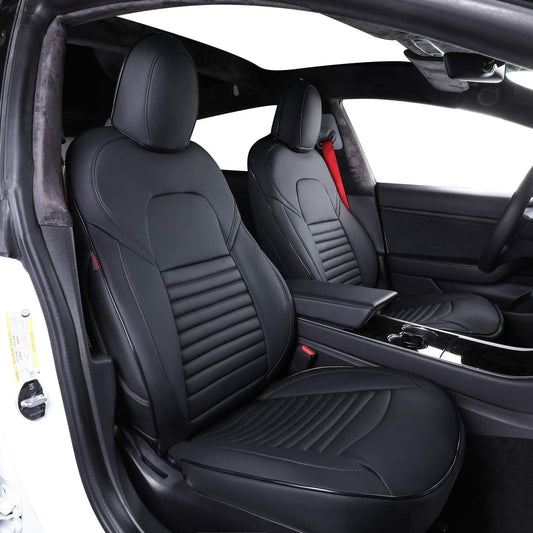 Custom Fit Model X Car Seat Covers for Select Tesla Model X 2020 -2024,7 Seats Full Set - Leather (Black)