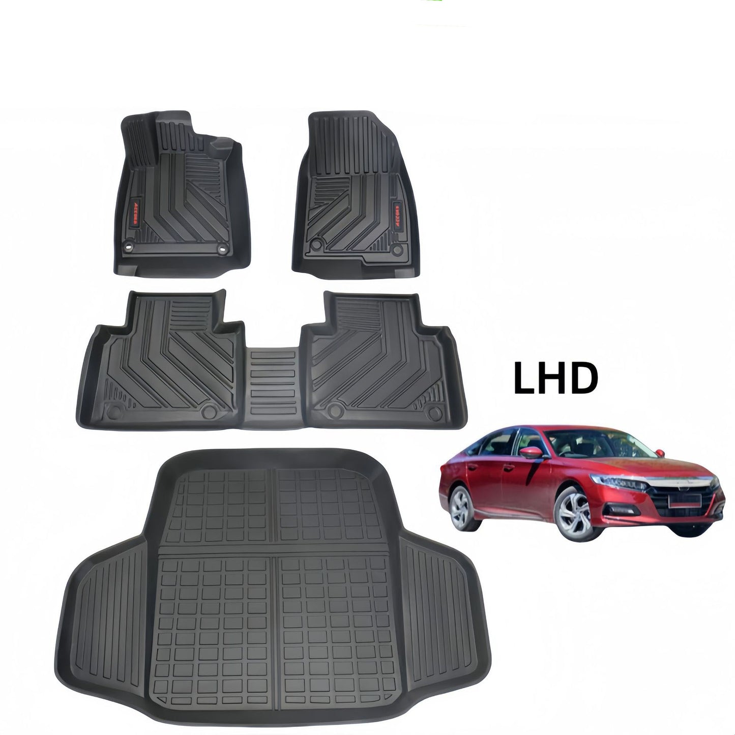 For 2018-2022 Honda Accord 10th LHD 3D TPE Car Floor Mat/Rear Trunk Mat