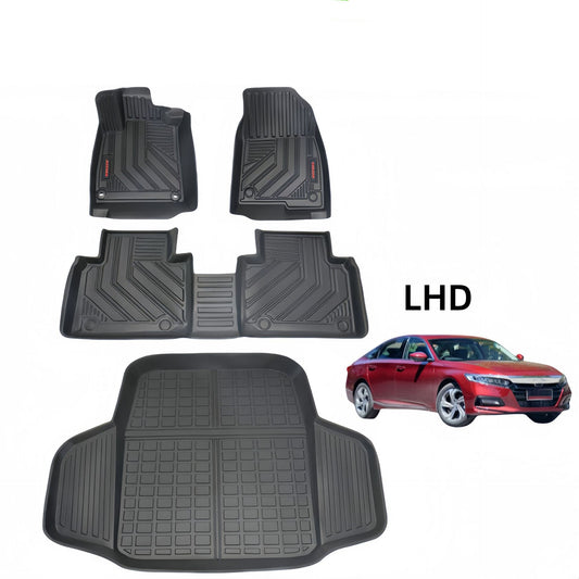 For 2018-2022 Honda Accord 10th LHD 3D TPE Car Floor Mat/Rear Trunk Mat