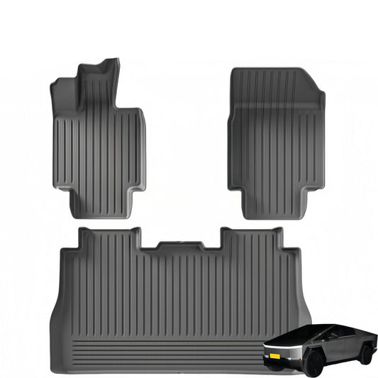 For 2024 Tesla Cybertruck 3D TPE Car Floor Mat/Rear Trunk Mat