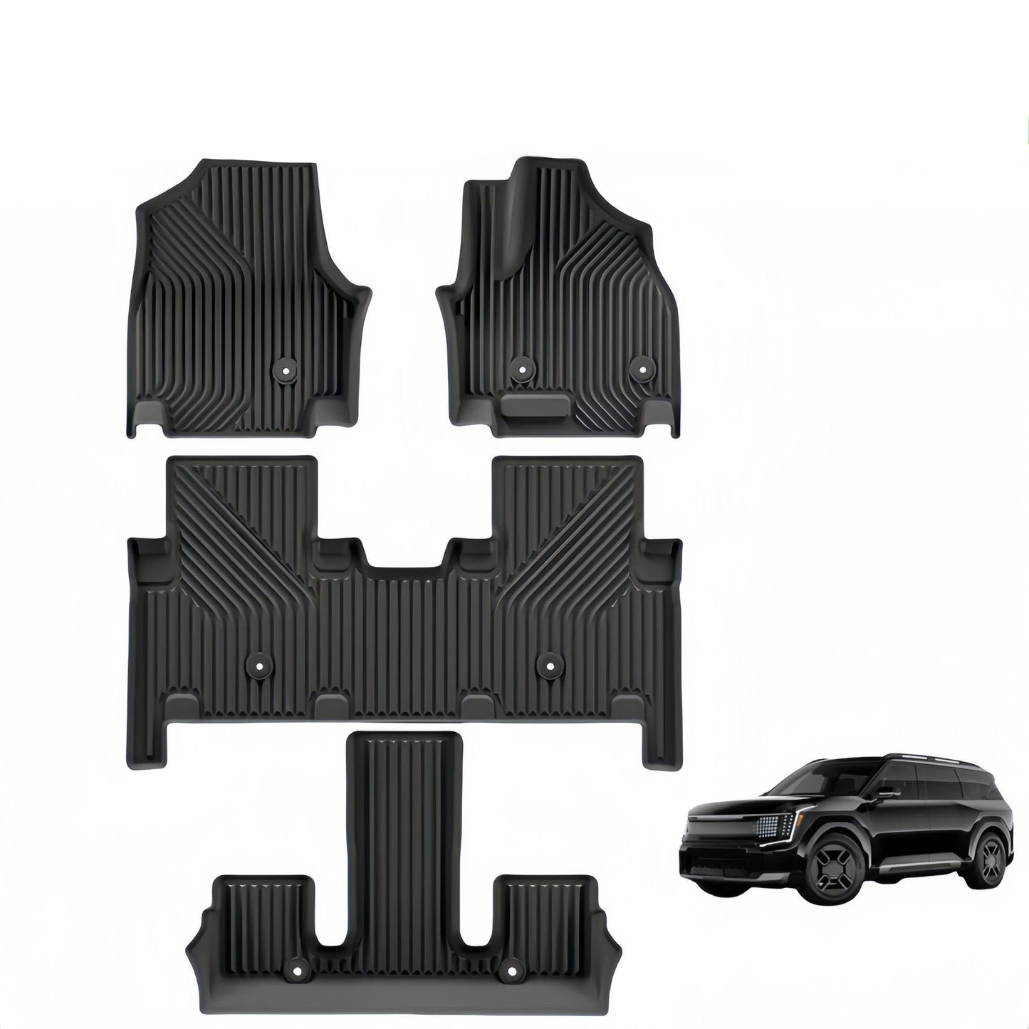 For 2024-2025 KIA EV9 RHD 3D Carpet TPE Car Floor Mat/Rear Trunk Mat