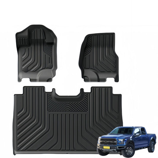 For 2015-2024 Ford F150 LHD 3D TPE Car Floor Mat/Rear Bucket Mat