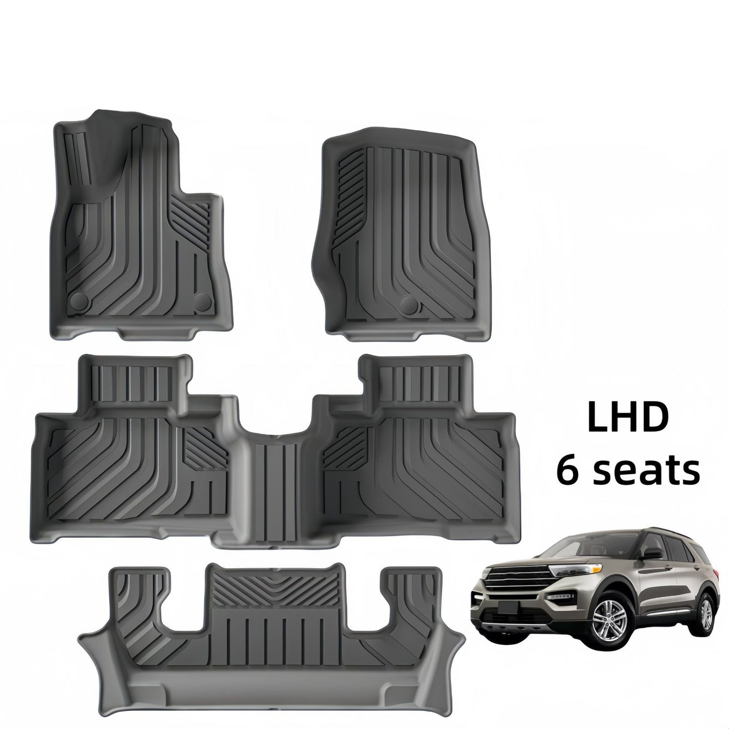 For 2020 Ford Explorer LHD TPE Car Floor Mat/Rear Trunk Mat