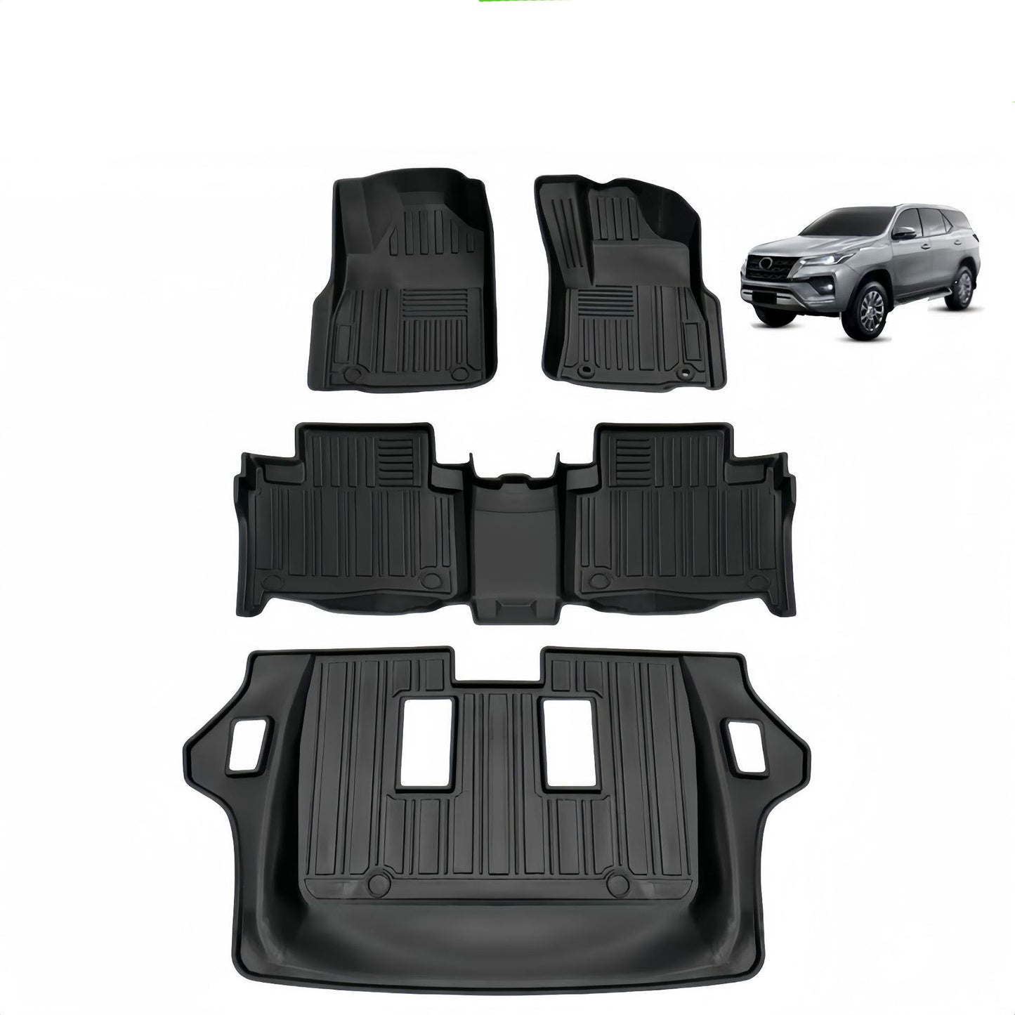 For 2009-2022 Toyota FORTUNER LHD/RHD TPE Car Floor Mat/Rear Trunk Mat