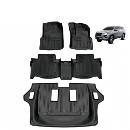For 2009-2022 Toyota FORTUNER LHD/RHD TPE Car Floor Mat/Rear Trunk Mat