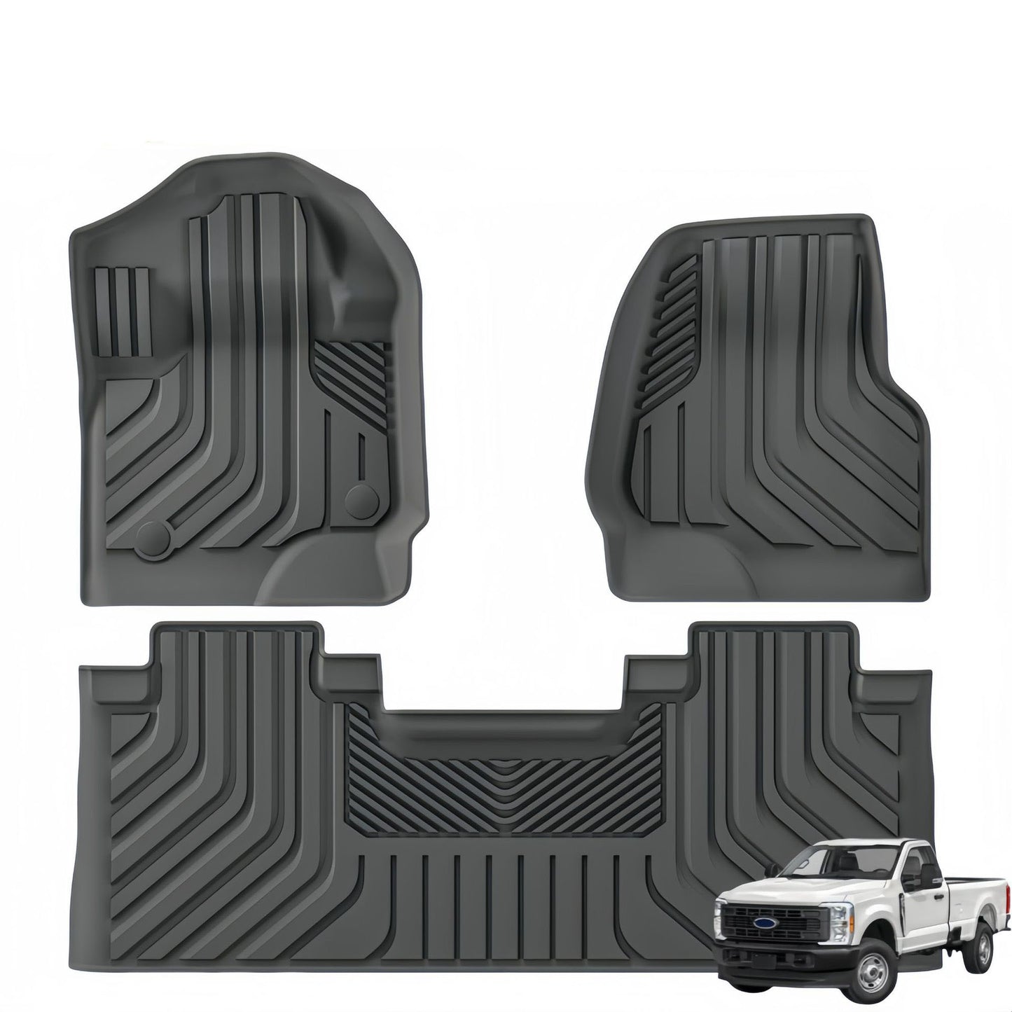For 2017-2024 Ford F250/F350 TPE 3D Car Floor Mat/Rear Trunk Mat