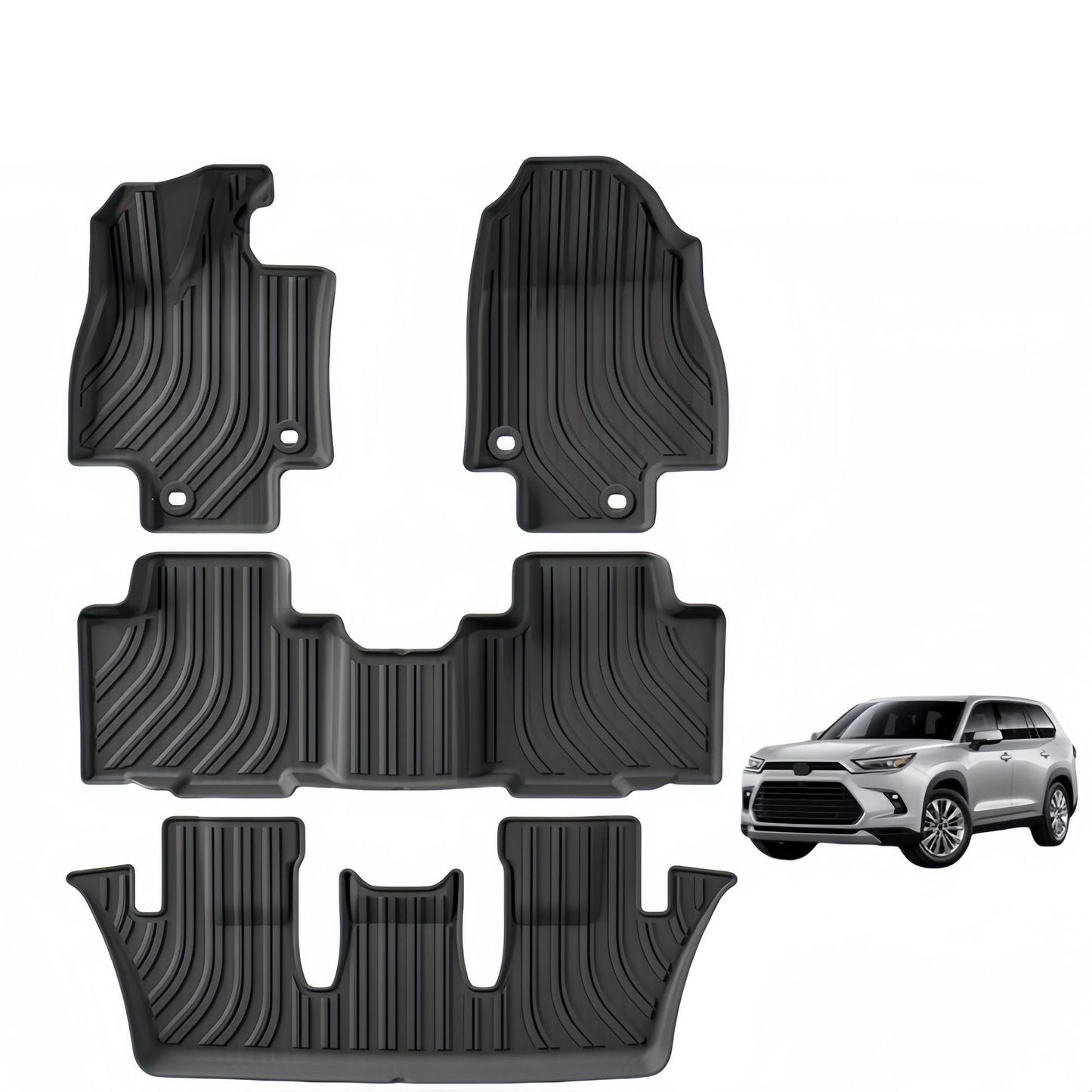 For 2024 Toyota GRAND HIGHLANDER TPE Car Floor Mat/Rear Trunk Mat