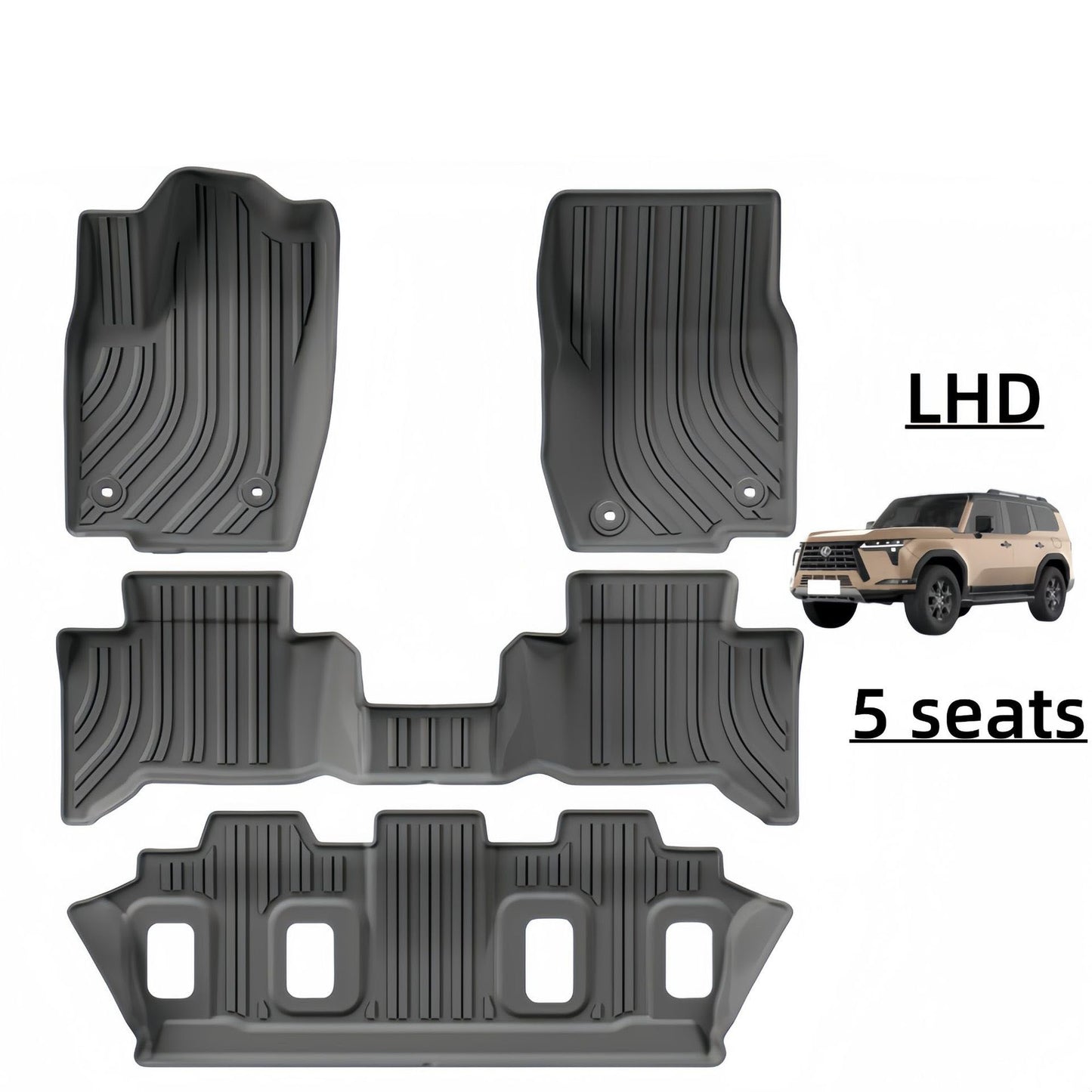 For 2024 LEXUS GX550H/Prado LC250 TPE Car Floor Mat/Rear Trunk Mat