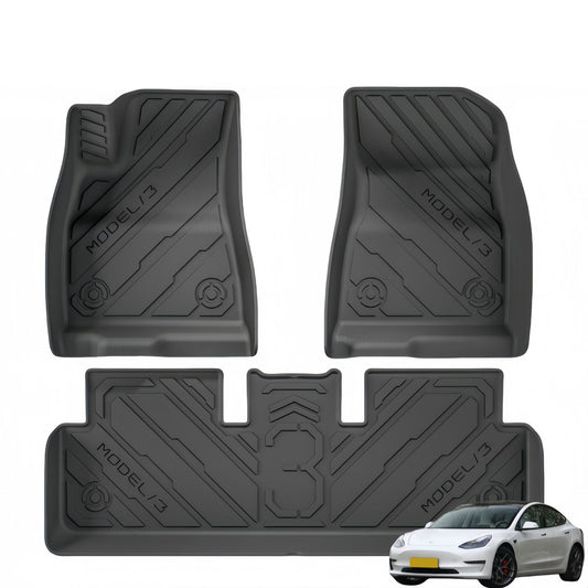 For 2024 Tesla MODEL 3 Cyberpunk Style TPE Car Floor Mat/Trunk Mat