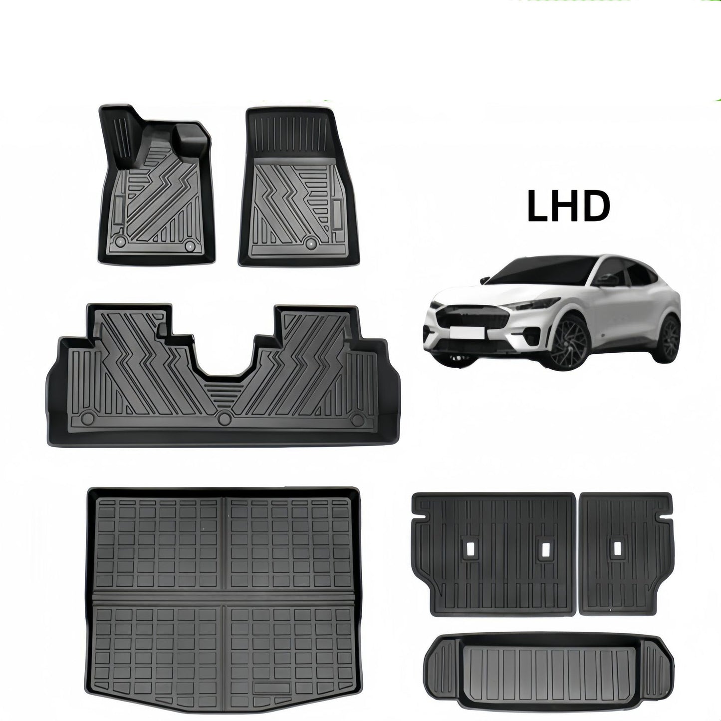 For 2021 Ford Mustang Mach-E TPE Car Floor Mat/Rear Trunk Mat