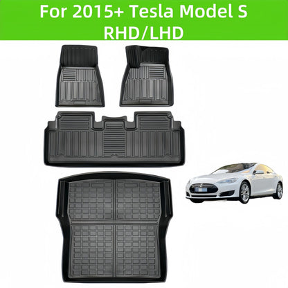 For 2015 Tesla Model S LHD/RHD 3D TPE Car Floor Mat/Rear Trunk Mat