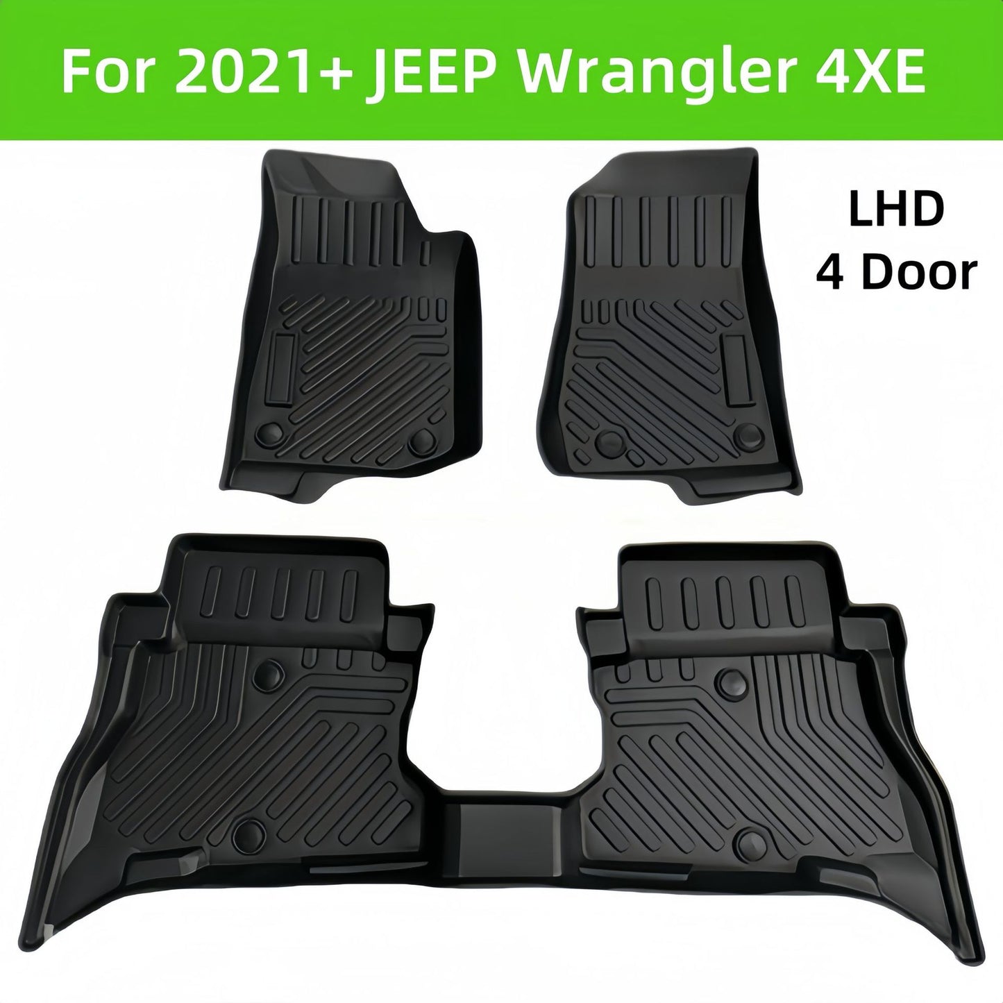 For 2021 Jeep Wrangler 4XE LHD TPE Car Floor Mat/Rear Trunk Mat