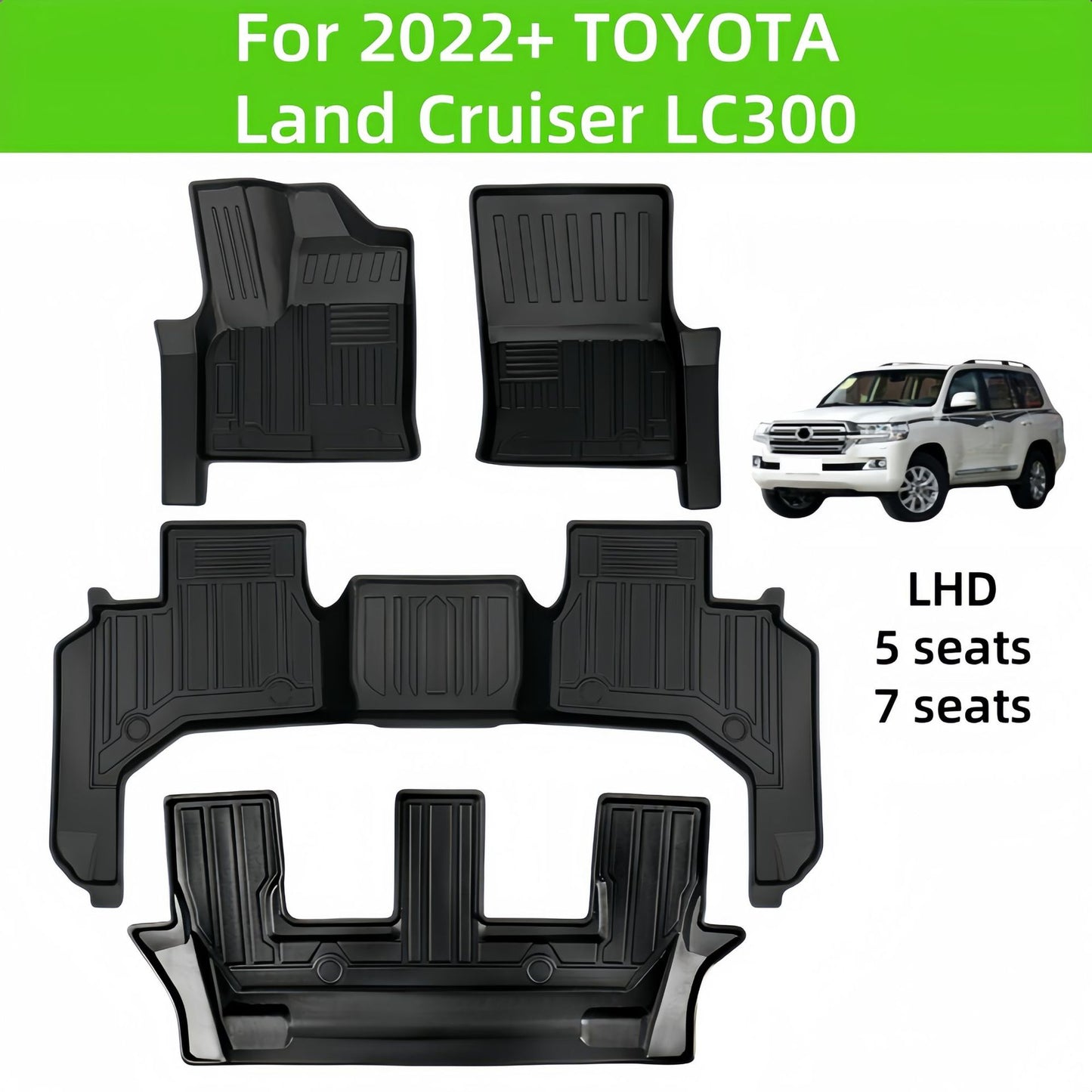 For 2022 Toyota Land Cruiser LC300 LHD TPE Car Floor Mat/Trunk Mat