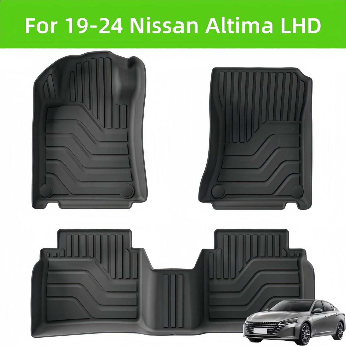 For 2019-2024 Nissan Altima 3D Carpet TPE Car Floor Mat/Rear Trunk Mat