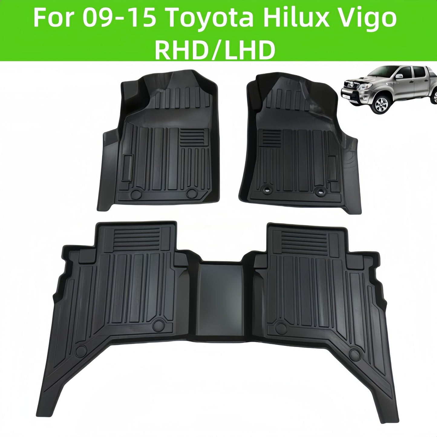For 2009-2015 Toyota Hilux Vigo LHD/RHD TPE 3D Waterproof Car Floor Mat