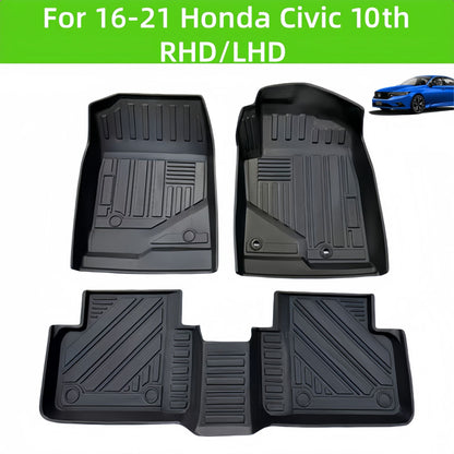 For 2016- 2021 Honda Civic 10th LHD/RHD TPE Car Floor Mat/Rear Trunk Mat