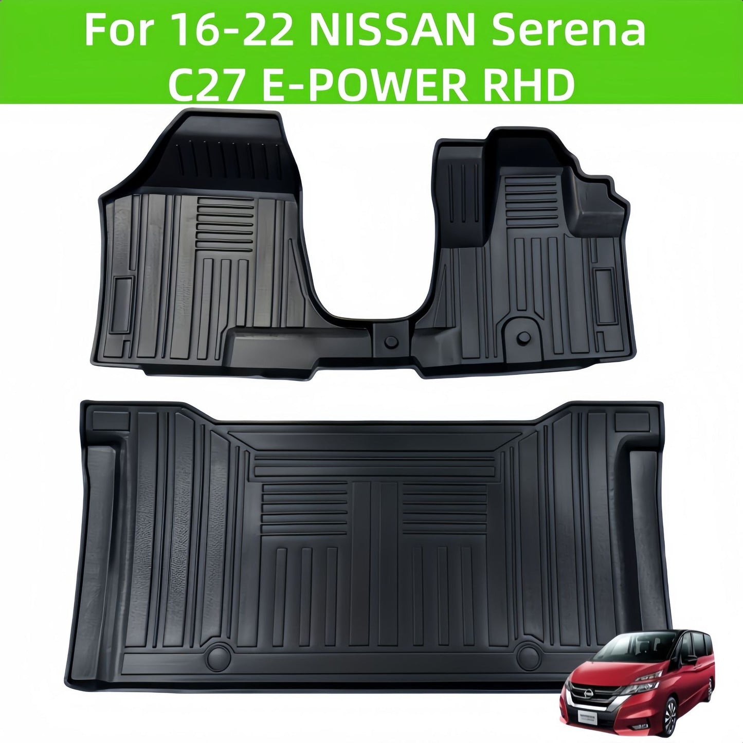 For 2016-2022 Nissan Serena C27 E-POWE RHD Car Carpet TPE Car Floor Mat