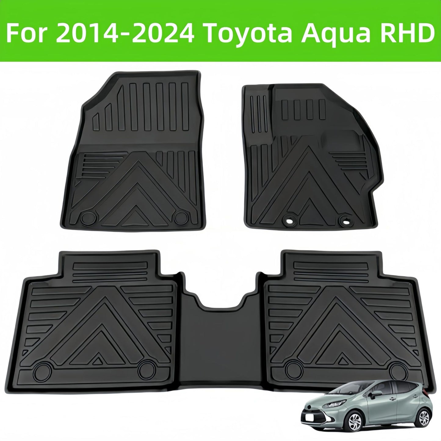 For 2021-2024 Toyota Aqua RHD Waterproof Carpet TPE Car Floor Mat