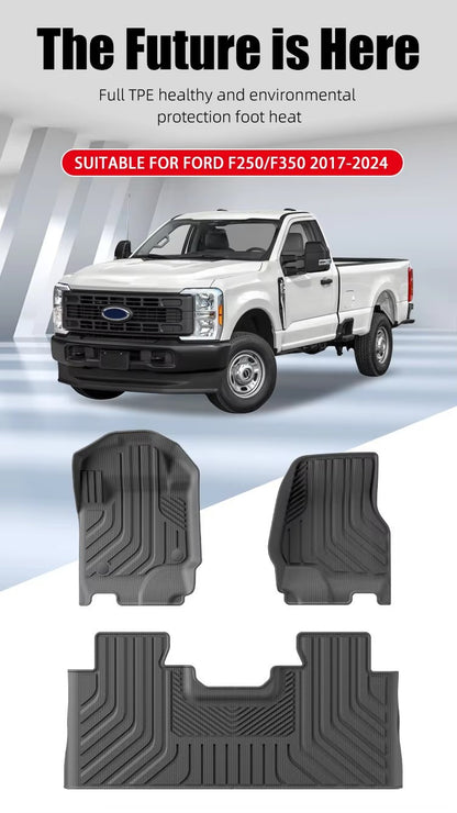 For 2017-2024 Ford F250/F350 TPE 3D Car Floor Mat/Rear Trunk Mat