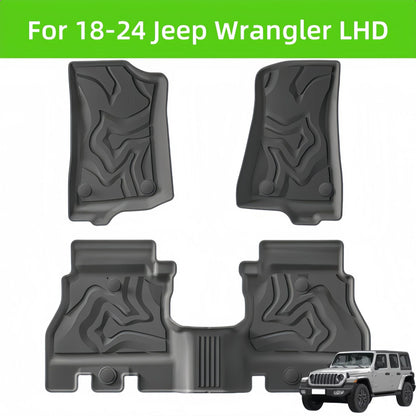 For 2018- 2024 Jeep Wrangler LHD TPE Car Floor Mat/Rear Trunk Mat