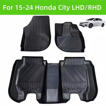 For 2015-2024 Honda City LHD/RHD Waterproof Carpet 3D TPE Car Floor Mat