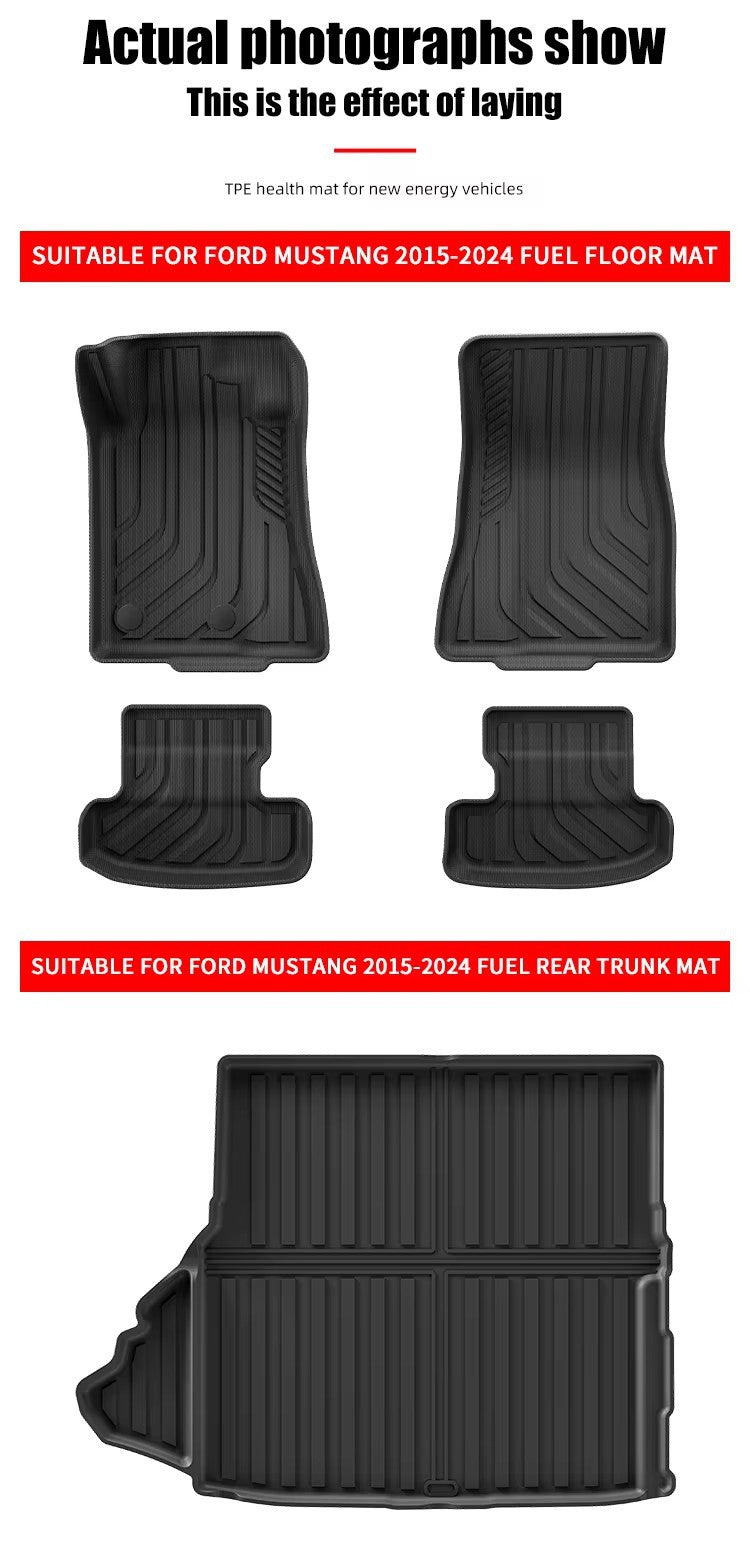 For 15-24 Ford Mustang Fuel TPE Car Floor Mat/Rear Trunk Mat