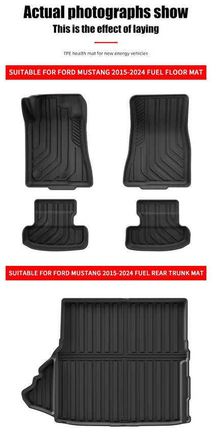For 15-24 Ford Mustang Fuel TPE Car Floor Mat/Rear Trunk Mat
