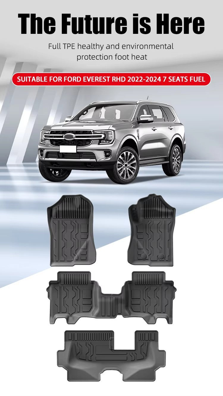 For 2022- 2024 Ford EVEREST RHD Fuel TPE Car Floor Mat/Trunk Mat