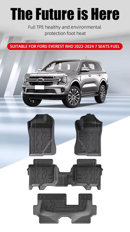 For 2022- 2024 Ford EVEREST RHD Fuel TPE Car Floor Mat/Trunk Mat