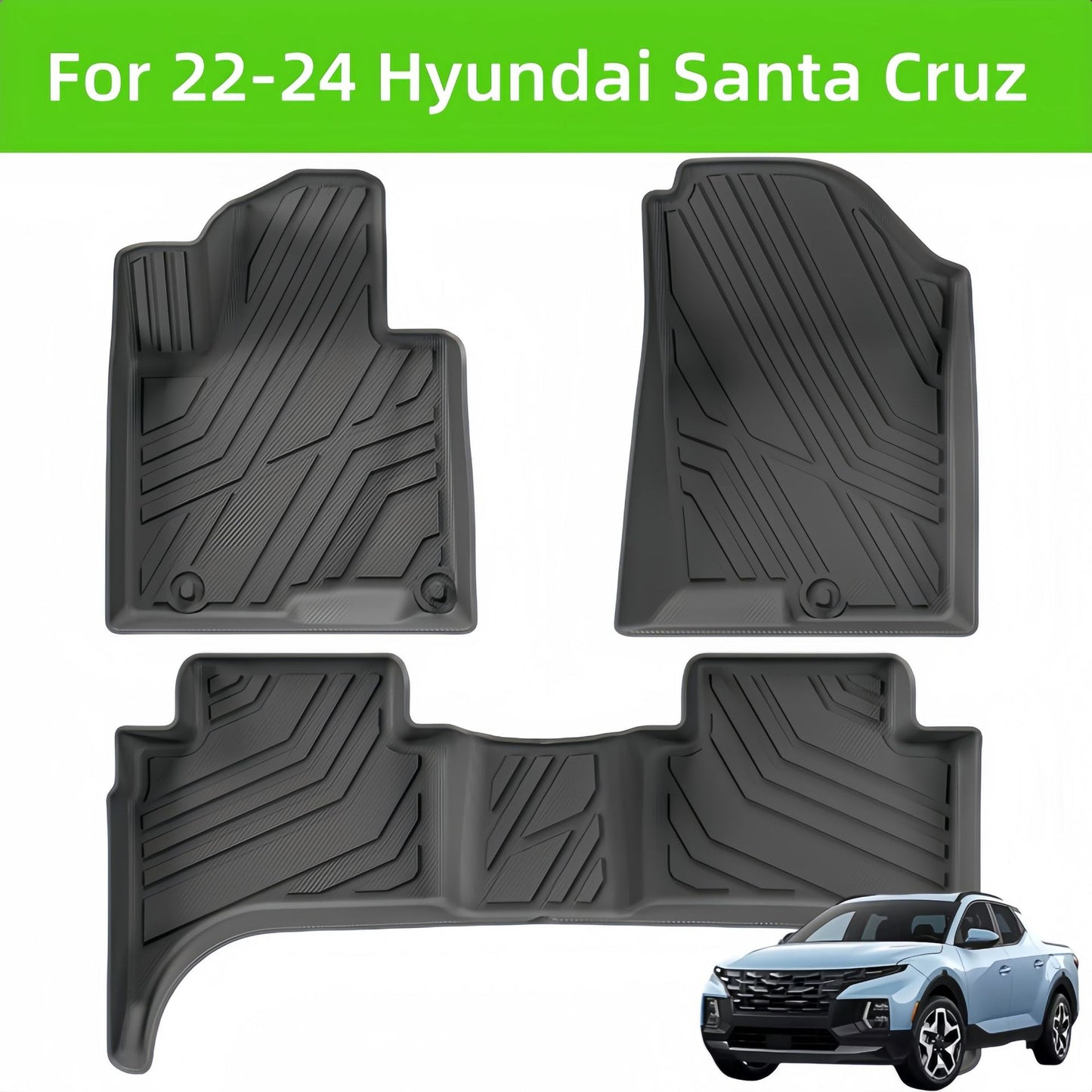 For 2022- 2024 Hyundai Santa Cruz 3DCarpetTPE Car Floor Mat/Rear Trunk Mat