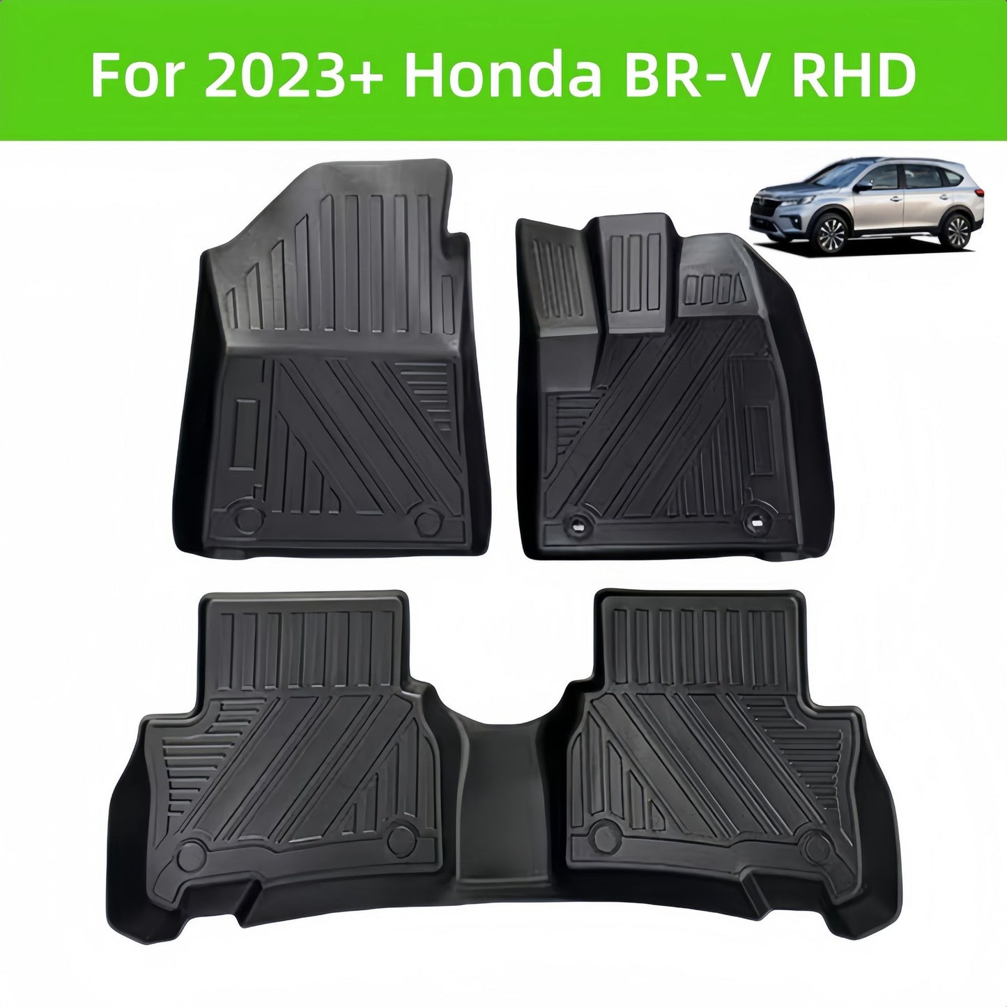 For 2023 Honda BR-V RHD TPE Car Floor Mat BRV Car Durable Carpet