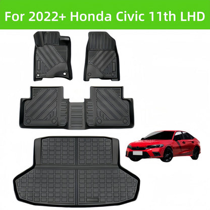 For 2022 Honda Civic 11th LHD/RHD TPE Car Floor Mat/Rear Trunk Mat