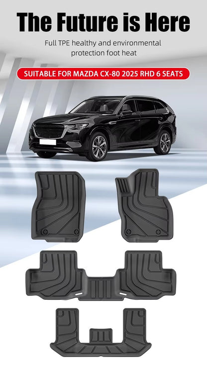 Mazda CX-80 2025 RHD 3D TPE Car Floor Mat/Rear Trunk Mat